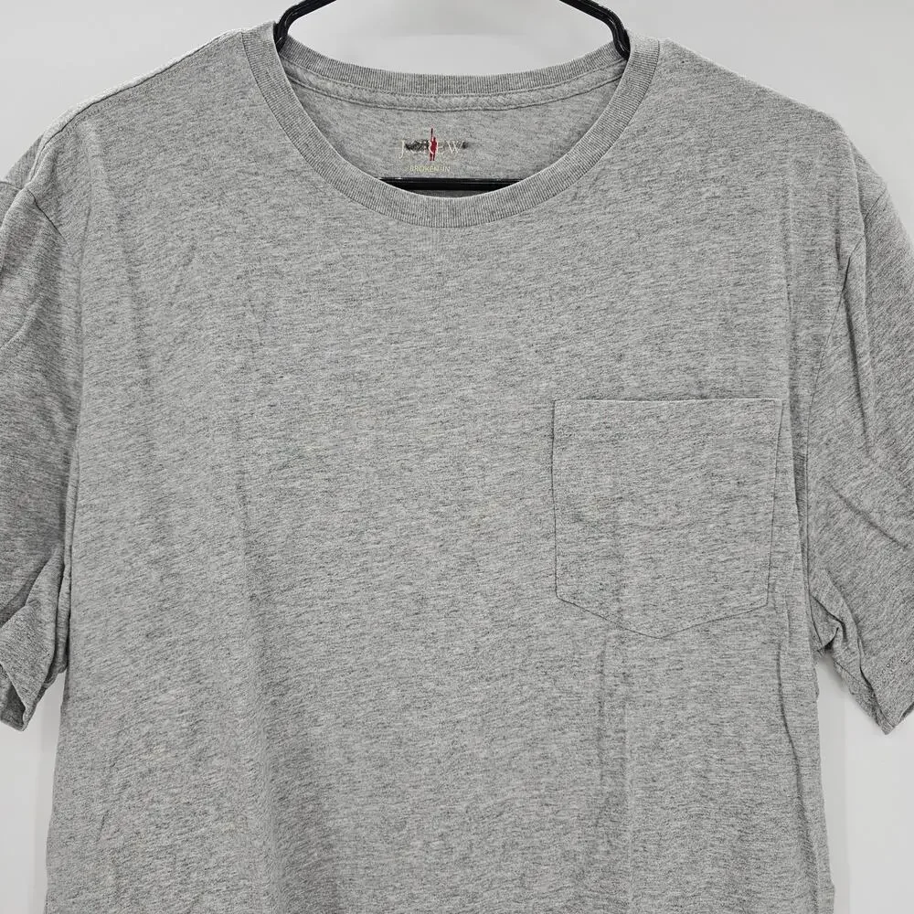 J. Crew Mens size L Broken in Short Sleeve Pkt Crewneck T-Shirt Gray BW044 NEW